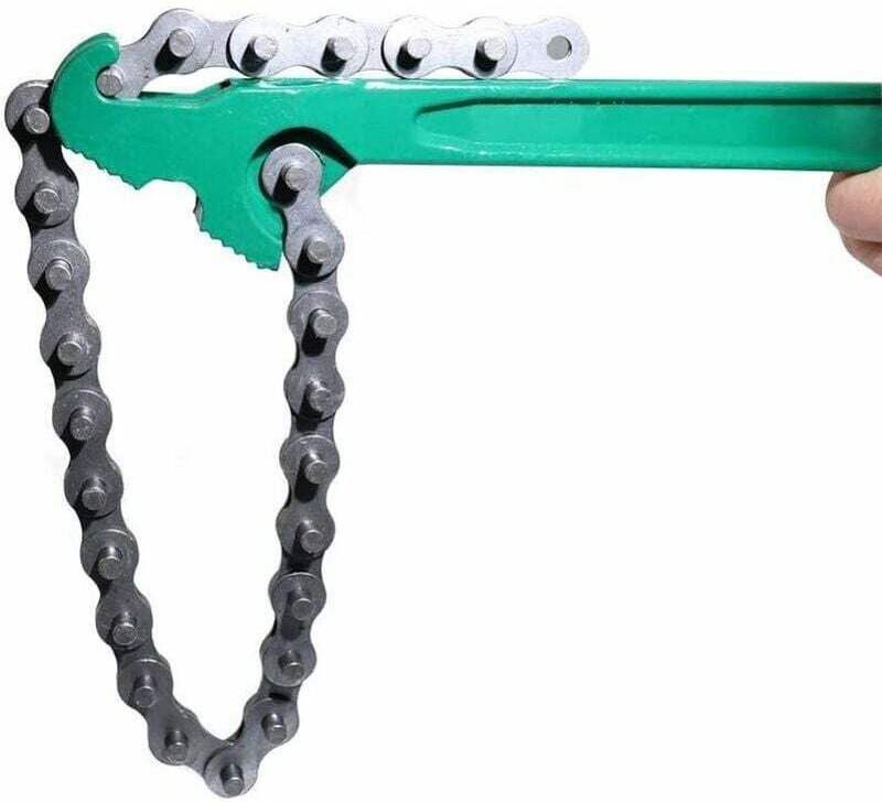 Gabrielle Kettenölfilterschlüssel, 15 Zoll Kettenölfilterschlüssel, verstellbarer Ölfilterschlüssel, geeignet für Kfz-Re...