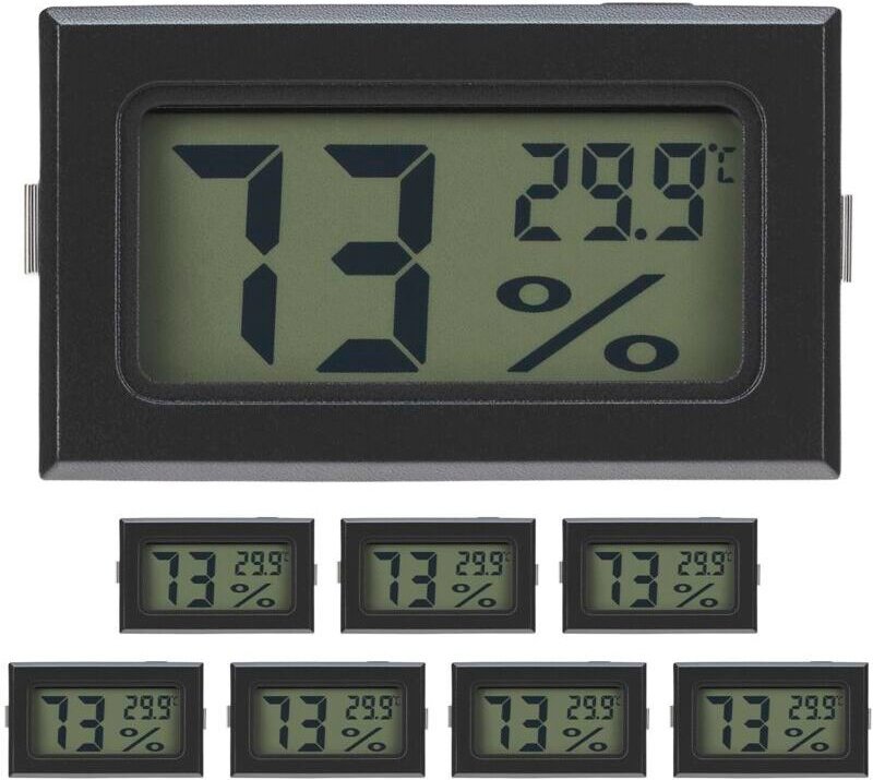 Set mit 8 digitalen Thermometer-Hygrometern – 48 x 29 x 15 mm – Kompaktes Temperatur- und Feuchtigkeitsmessgerät für Inn...