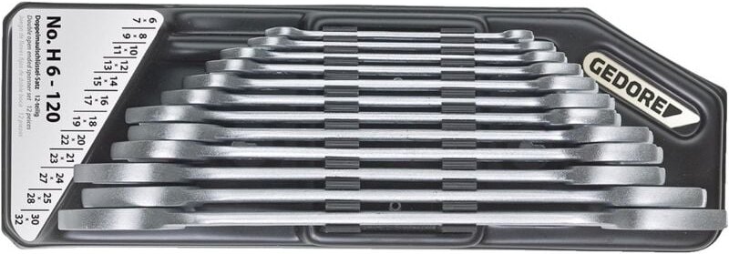 Gedore - H6-120 Doppelmaulschlüssel-Satz im Halter 12-tlg. 6-32 mm