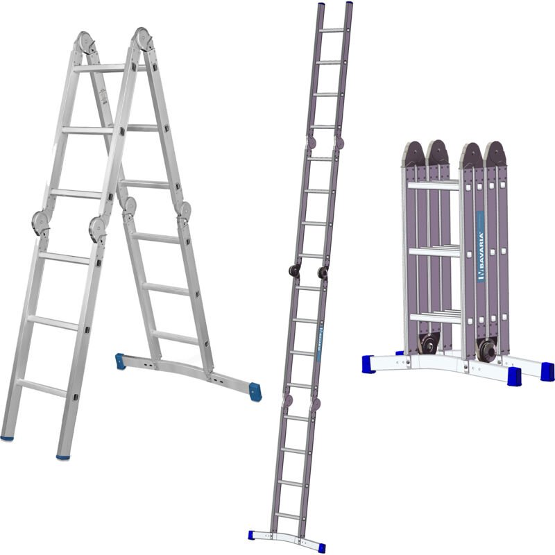 Mauderer Bavaria Sechsgelenkleiter mit Rastgelenk und gebogener Traverse 981-6 Kofferraumleiter 4x4 Sprossen