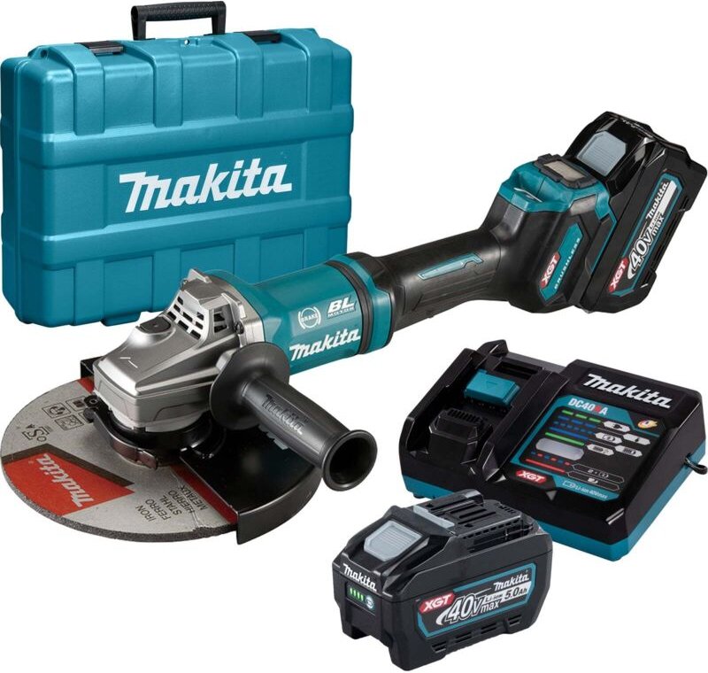 Werkzeug - 40V Akku-Winkelschleifer 230 mm, 2x Li-Ion xgt 5,0 Ah Akku, Ladegerät GA038GT201 - Makita