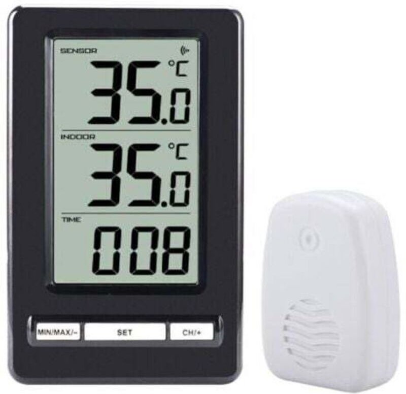 Digitales Innen- und Außenthermometer, kabelloses Thermometer mit Fühlersensoren, HD-LCD-Display, Temperaturanzeige, Min...