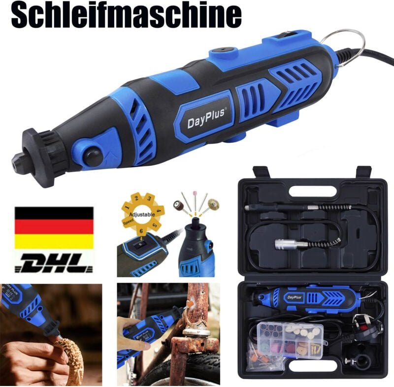 Dayplus - 135W Neu Schleifer Rotationswerkzeug, Multifunktionswerkzeug Drehwerkzeug mit 80 Zubehör, 6 variable Drehzahle...