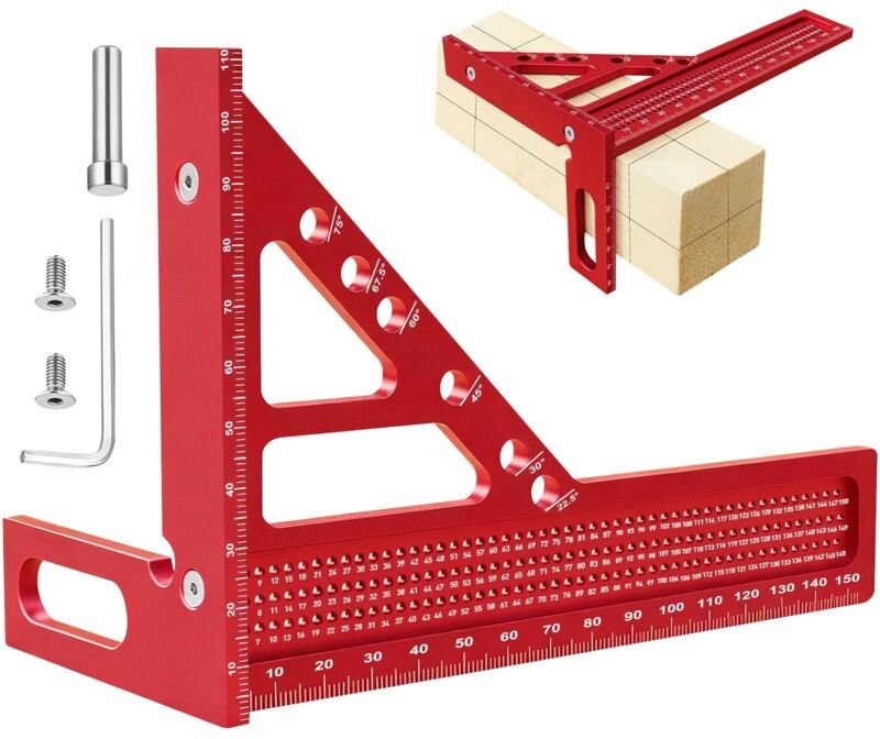 3D-Gehrungswinkel, mehrwinkel-messlineal, 22,5-90° Hohe Präzision Aluminiumlegierung Winkelmesser, 3D-Zimmermannswinkel ...