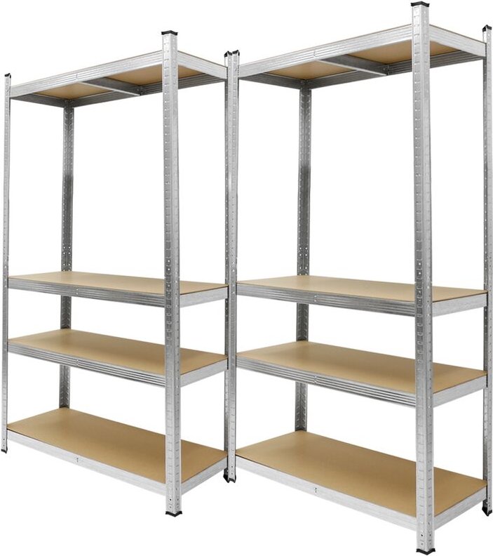 2x Werkstattregal Schwerlastregal 160x80x40cm bis 320kg belastbar verzinktes Metall 4 MDF-Platten höhenverstellbar Lager...