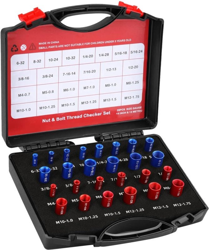 26pcs Mut- und Bolzengewinde -Überprüfungs -Identifikator -Messwerkzeug für die Messung - Eosnow
