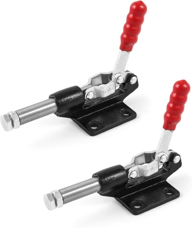 Set mit 2 Kniehebelklemmen, horizontale Hebelklemme mit Schnellverschluss, Haltekraft 227 kg