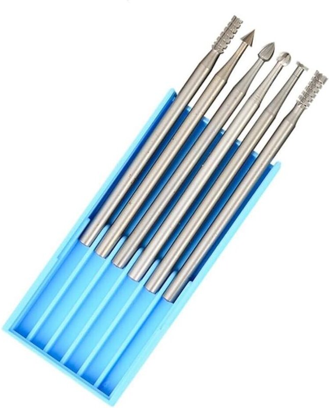 CCYKXA 6-teiliges Gravurbit-Set – Rotationsfräser aus Wolframstahl für professionelles Mikroschnitzen – DIY-Holzbearbeit...