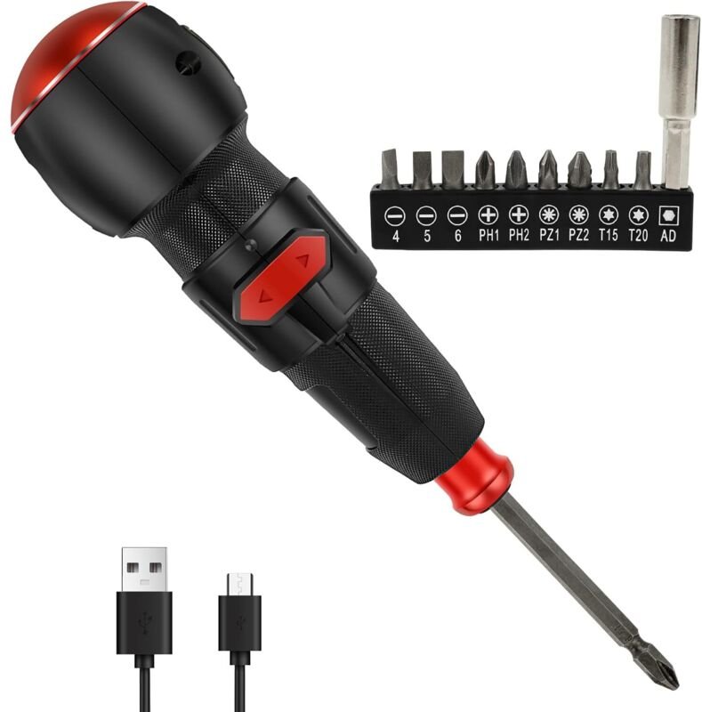 Akkuschrauber Klein 3,6 V Wiederaufladbar Stabschrauber Elektrisch mit 9 Bits und Verlängerungsstange, 900 mAh Akku, LED...