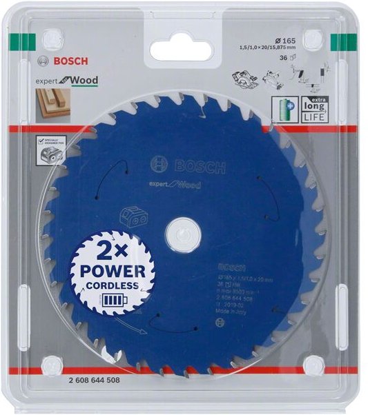 Bosch Kreissägeblatt Expert for Wood für Akku-Handkreissägen 165 x 1,5 x 20 mm 36 - 2608644508