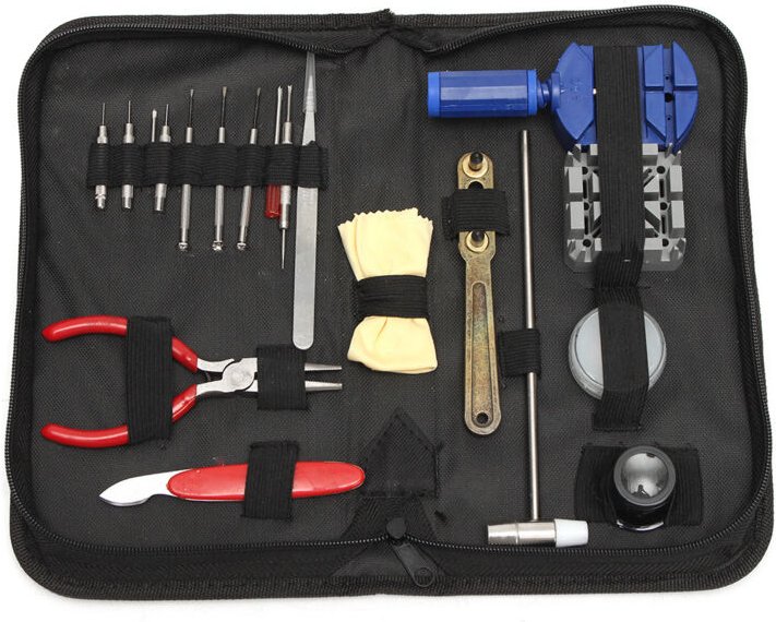 BEBUSINGOTO Uhrenreparatur-Werkzeugset, 19-teiliges Uhrmacher-Set, Set zum Entfernen von Armbandgliedern, passendes Repa...