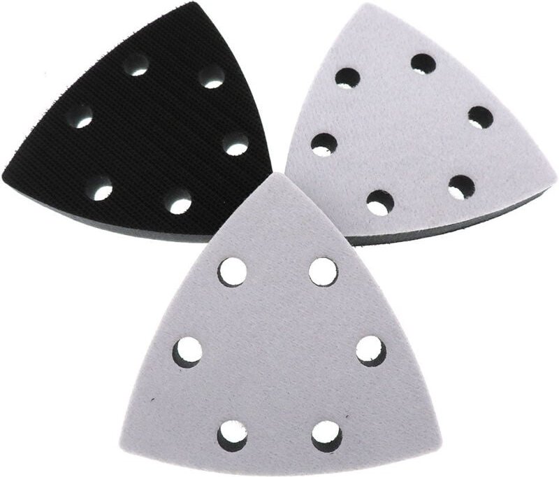 3-teiliges dreieckiges Ersatzschleifpad, 90 x 90 x 90 mm, 6-Loch-Dreieckschleifpads (Schwarz)