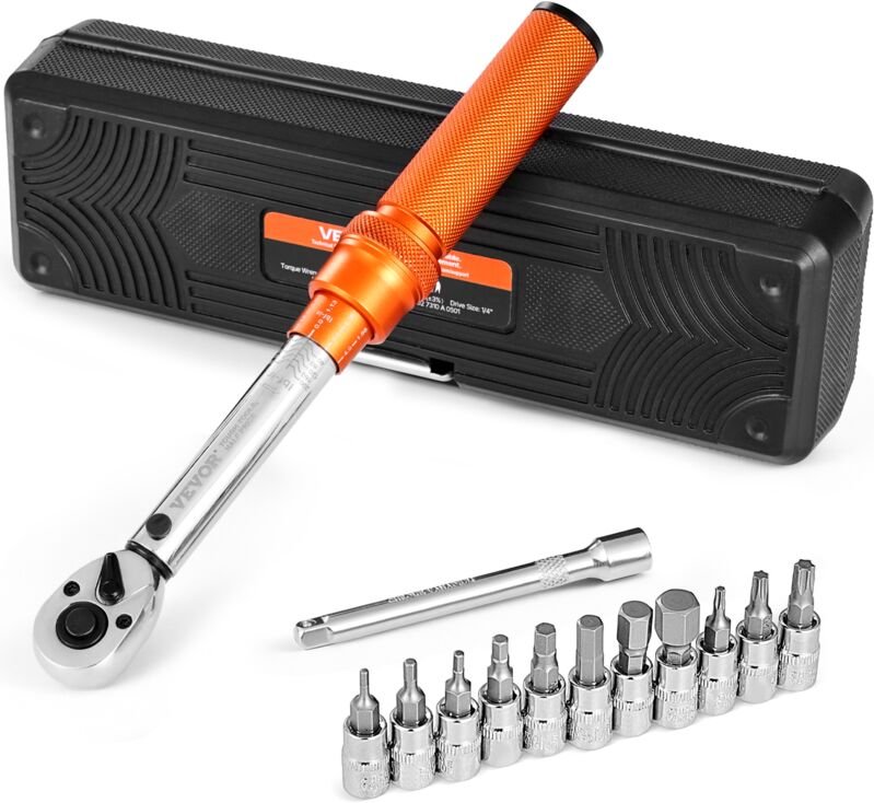 Klick-Drehmomentschlüssel mit 1/4 Zoll Antrieb 2,3–22,6 N.m, Zweiwege-Drehmomentschlüssel-Set mit Zweibereichsskalen, 72...