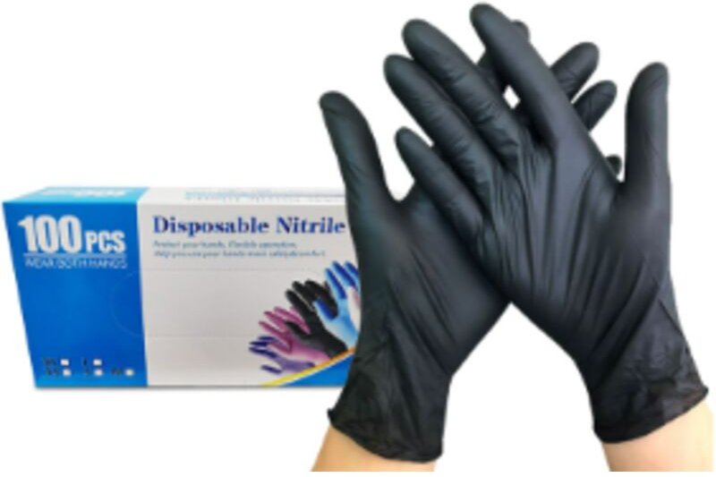 100 Nitrilhandschuhe, Größe L, Schwarz, Einweghandschuhe für OP und Labor, puder- und latexfrei, Nitrilfäustlinge in Grö...