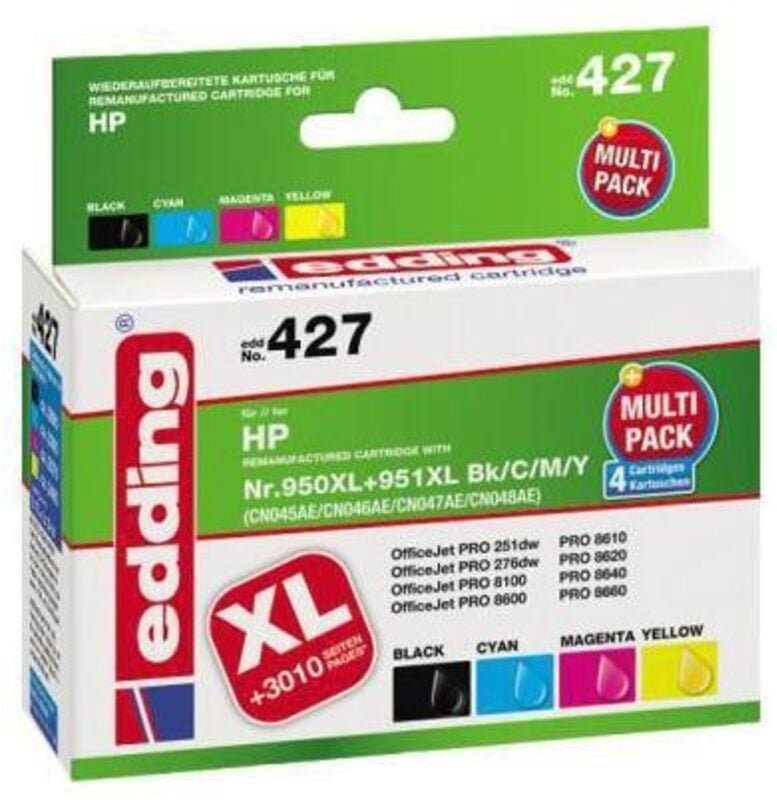 Tintenpatrone kein Originalzubehör Kompatibel mit: hp 950XL/951XL EDD-427 ca. 2.890 Seiten schwarz ca. 2.295 Seiten farb...