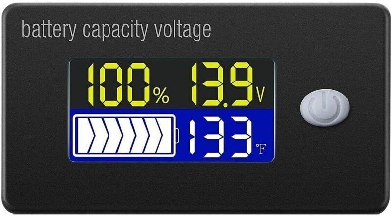 12V Akku-Kapazitätsanzeige mit LCD-Display, Voltmeter und Temperaturtester für Li-Ionen- und LiFePO4-Batterien