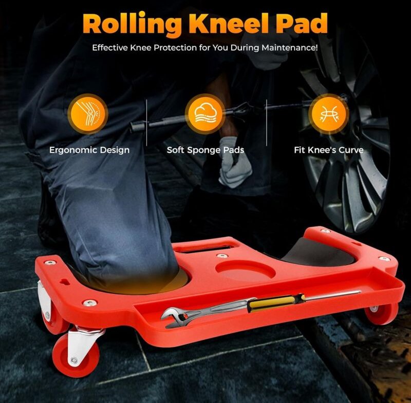 Rollender Knieschützer mit 5 universellen Rädern und Werkzeugpalette, Rotationswerkstatt-Mixed-Kniematter Multifunktions...