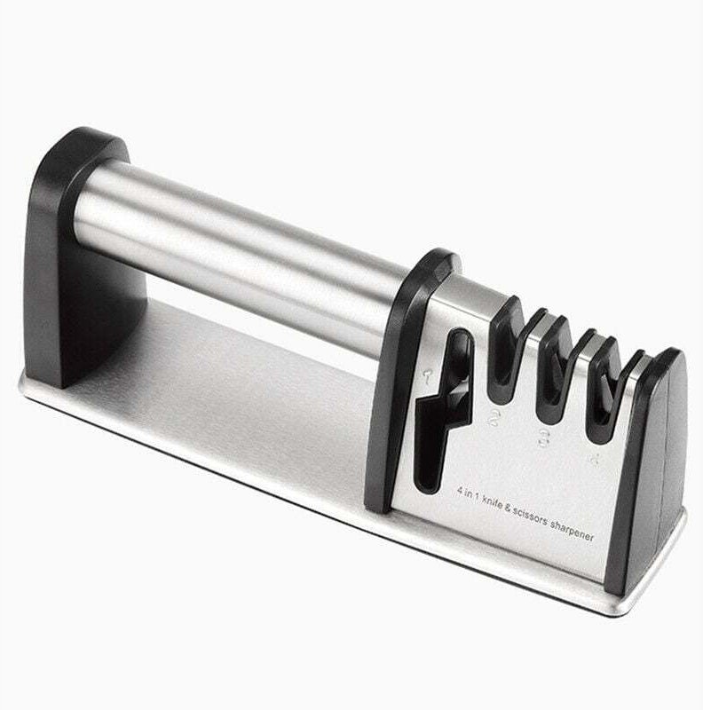 4-in-1-Messerschärfer, professioneller Messerschärfer, manueller Messerschärfer für Küchenmesser, Scheren (rutschfeste B...
