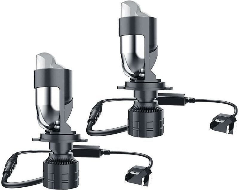 Woosien - 2 Stück Autolampe Led-Scheinwerfer H4-Scheinwerfer für Fern- und Abblendlicht-Turboventilator, weiße Farbbeleu...