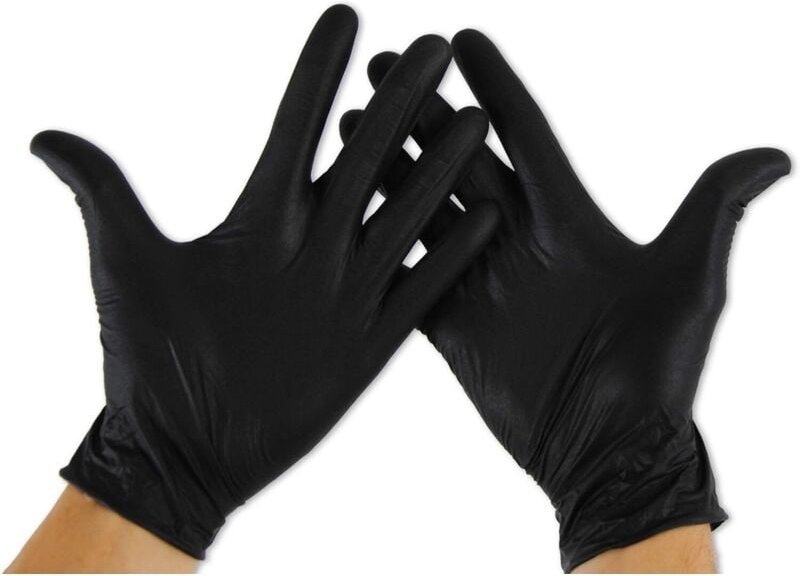 Guantes de nitrilo (paquete de 100), sin látex, talla M, color negro