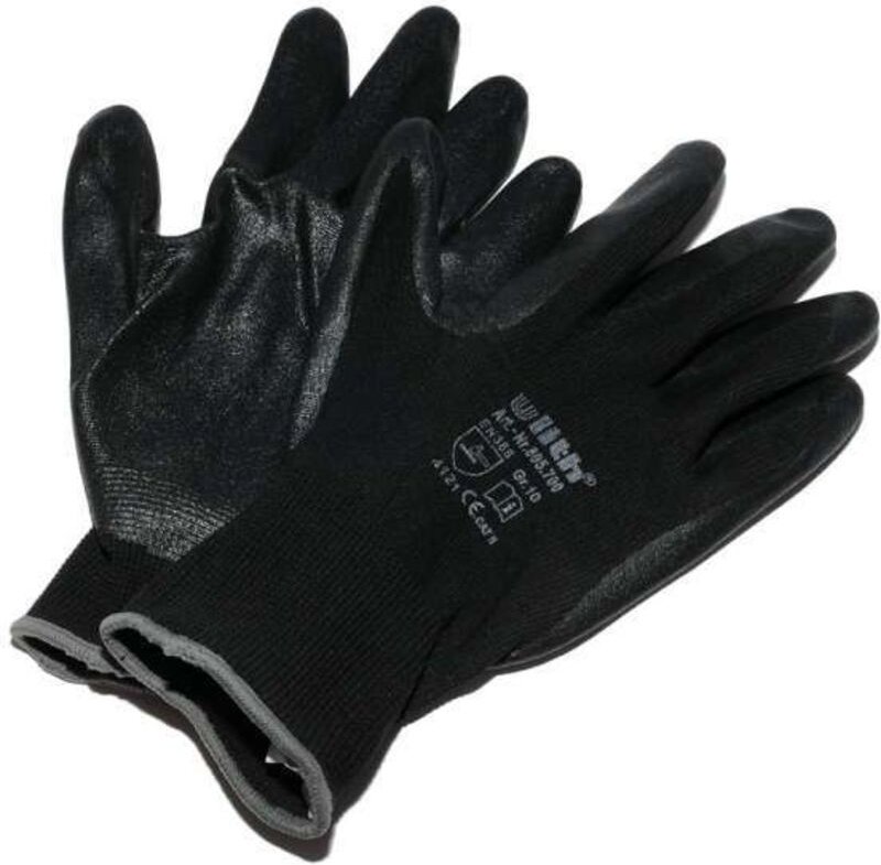 144 Paar Ulith Arbeitshandschuhe Nitril schwarz Cat2 Nylon Strickbund EN388 Gr.10