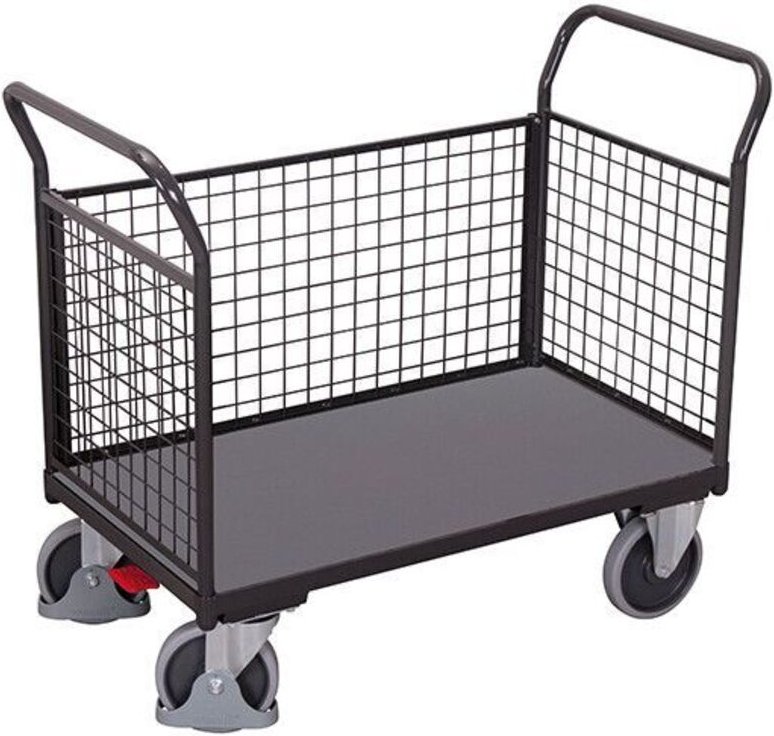 VARIOfit Dreiwandwagen mit Drahtgitter 850x475mm Anthrazitgrau RAL 7016