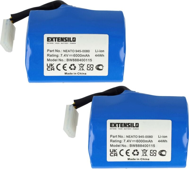 2x Akku kompatibel mit Neato XV-15, XV-21, XV-14 Elektrowerkzeug, Staubsauger, Saugroboter (6000 mAh, Li-Ion, 7,4 v) - E...