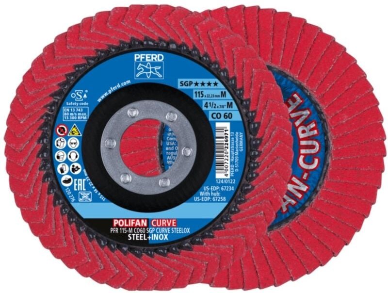 Pferd - polifan curve Fächerscheibe pfr 115x22,23 mm Breite m CO60 sgp steelox für Stahl/Edelstahl