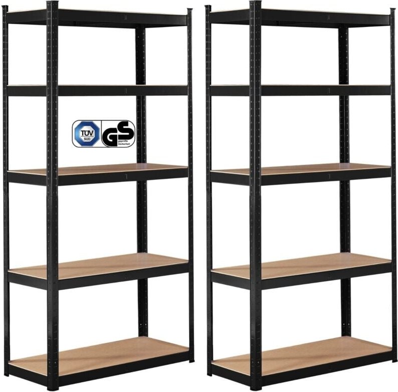 Arebos - 2x Schwerlastregal 180 x 90 x 30 cm 875 kg Kellerregal Steckregal Schwarz