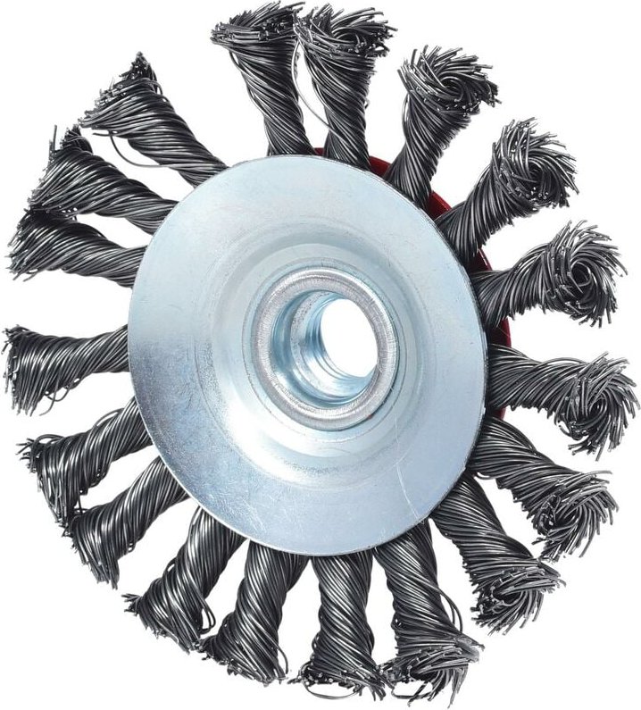 Thumbnail - Rostfreie Kegelform-Stahldrahtrundbürste, 0,5mm, Ø 100mm