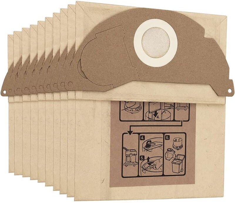 Packung mit 10 Ersatzstaubbeuteln für Kärcher Staubsauger WD2 MV2 WD2250 A2004 A2054 6.904-322.0--