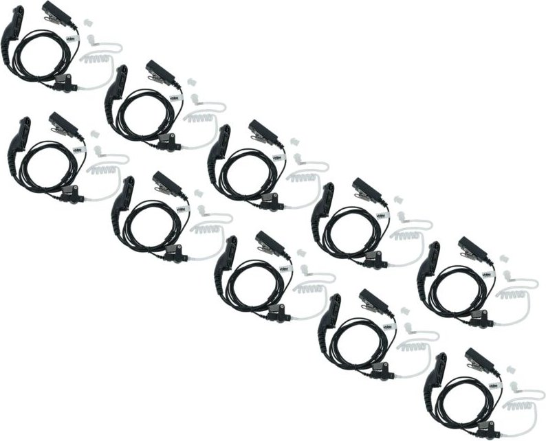 vhbw 10x Headset kompatibel mit Motorola DGP 4150 +, DGP 6150 +, DGP 6150 Funkgerät mit PTT Mikrofon - transparent, schw...