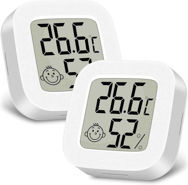 2er-Pack Mini-LCD-Thermometer und Hygrometer für den Innenbereich, Temperatur- und Feuchtigkeitsanzeige, geeignet für Ki...