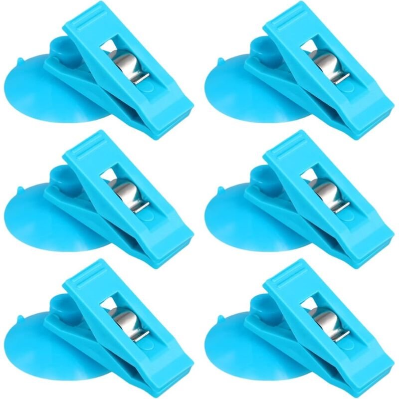 Csparkv - 6-teiliger Saugnapf-Clip, Saugnapf mit runder Klemme, Duschvorhang-Clips zur Verhinderung von Wasserspritzern,...