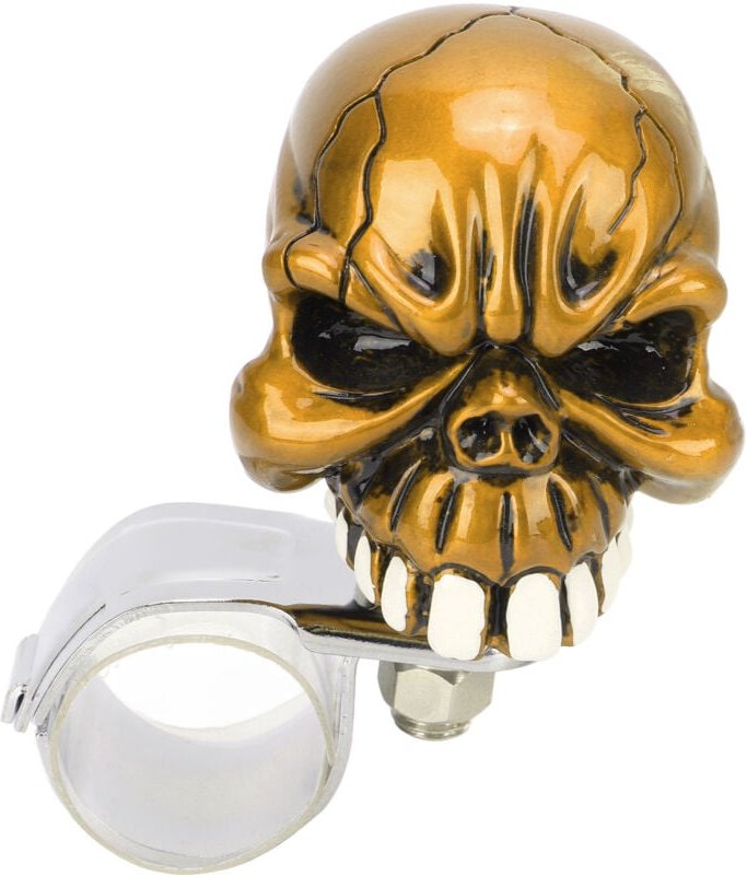 Lenkradknauf in Totenkopfform, universeller Servolenkhebel für Autos, LKWs, Traktoren, Boote (Gelb)