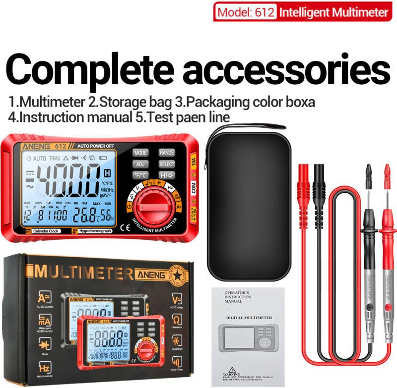 Vtizikl Multimètre numérique 4000 points - Testeur tension/courant/résistance - 4MHz - Pour électricien pro