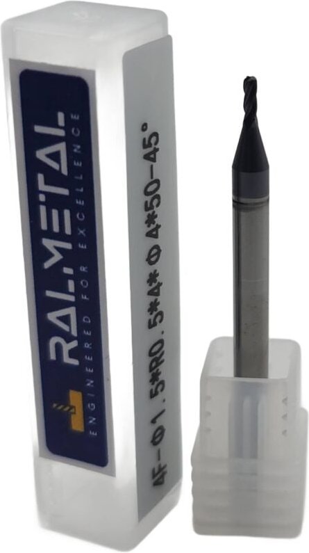 Radialfräser aus Vollhartmetall Fi1.5 x R0.5 x 4D x 50 45 HRC