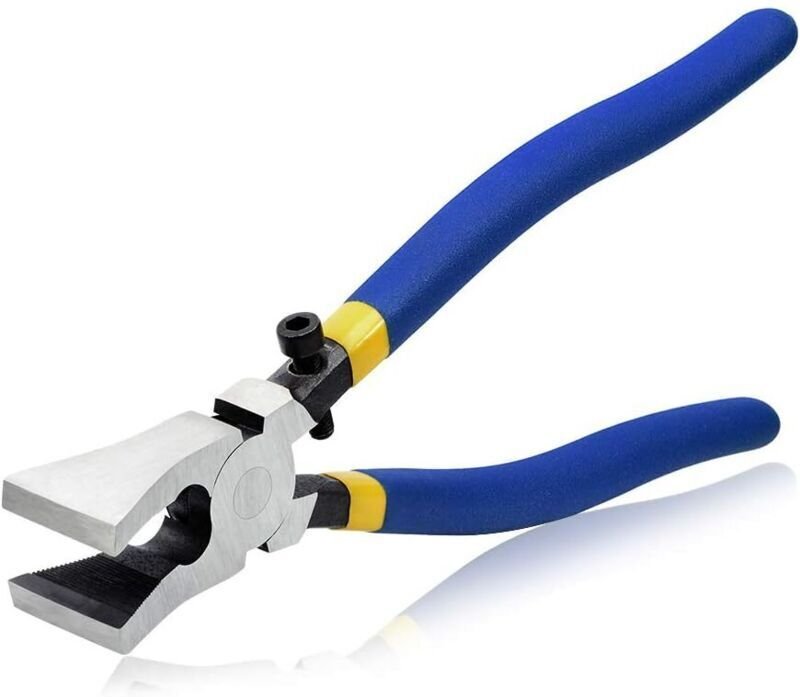 Glasbrecherzange – Flache, gezahnte Backen mit 8-Zoll-Verstellschrauben – Robuste Zange für Buntglasarbeiten – Langlebig...