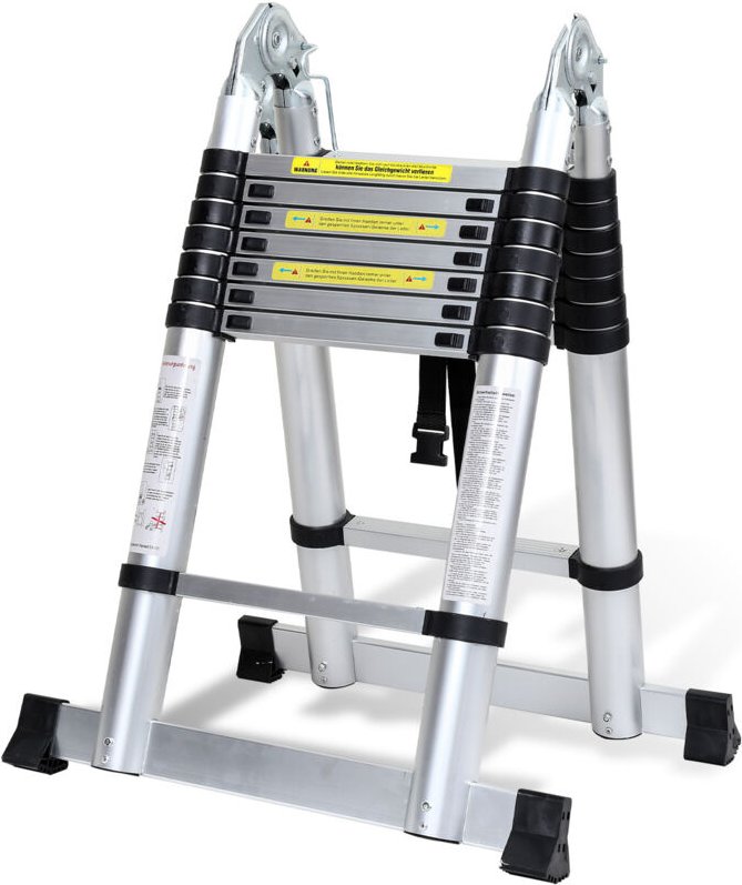 Randaco 2,5m+2,5m Klappleiter Teleskopleiter Aluleiter Stehleiter Anlegeleiter Mehrzweckleiter Klappleiter