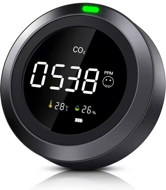 CO₂-Detektor, 3-in-1-Raumluftqualitätsmonitor zur Messung von Kohlendioxid, Temperatur, Luftfeuchtigkeit und CO₂-NDIR-De...