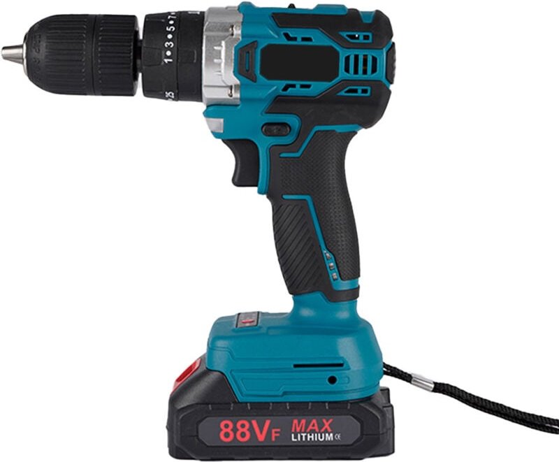 18-V-Akkuschrauber mit Batterien, 27–450 Nm Bohrschrauber, 25+3 Drehmomenteinstellungen, 2 Geschwindigkeiten, led, für H...