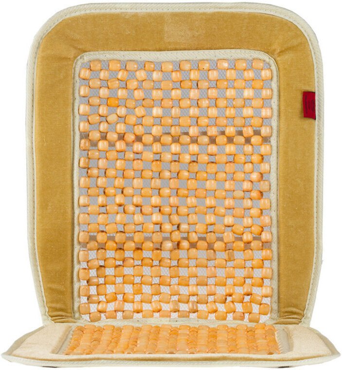 HEYNER® Holzkugel Sitzauflage beige – Auto Sitzbezug mit Massageeffekt, belüftet, universell für Fahrer & Beifahrer