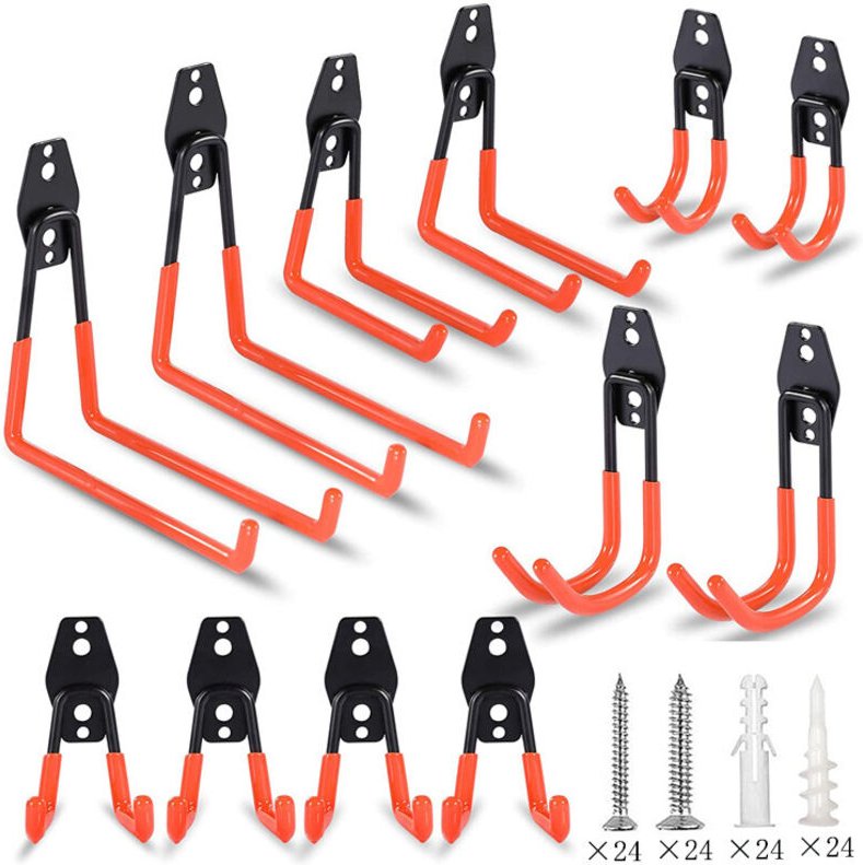 Haken zur Garagenaufbewahrung, 12er-Pack robuste Wandhaken mit Anti-Rutsch-Beschichtung, quadratische Haken, für Schaufe...