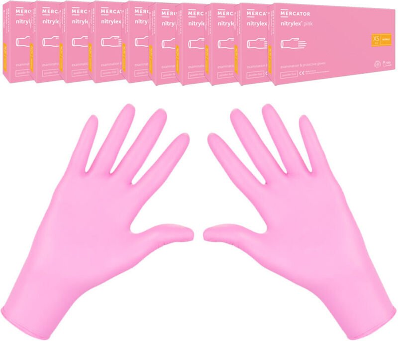 Nitrilhandschuhe XS rosa Mercator Nitrylex Rosa 100 Stück Karton 10er-Packung