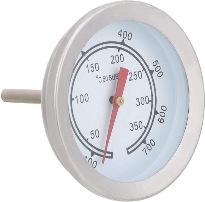 100-700 Edelstahl-Grillthermometer, analoge Temperaturanzeige mit zwei Skalen, Küchenthermometer