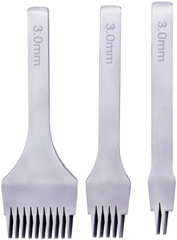 Sollbry - 3-teiliges DIY-Leder-Stanzwerkzeug-Set, Lederhandwerk, Krallenstanzer, Zinkenwerkzeug, weißer Stahl, 2/5/10 Ha...