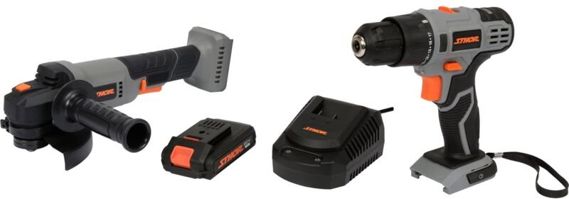 Akku Winkelschleifer + Bohrschrauber SET 20V, 125mm (1xAkku 2Ah+Ladegerät)