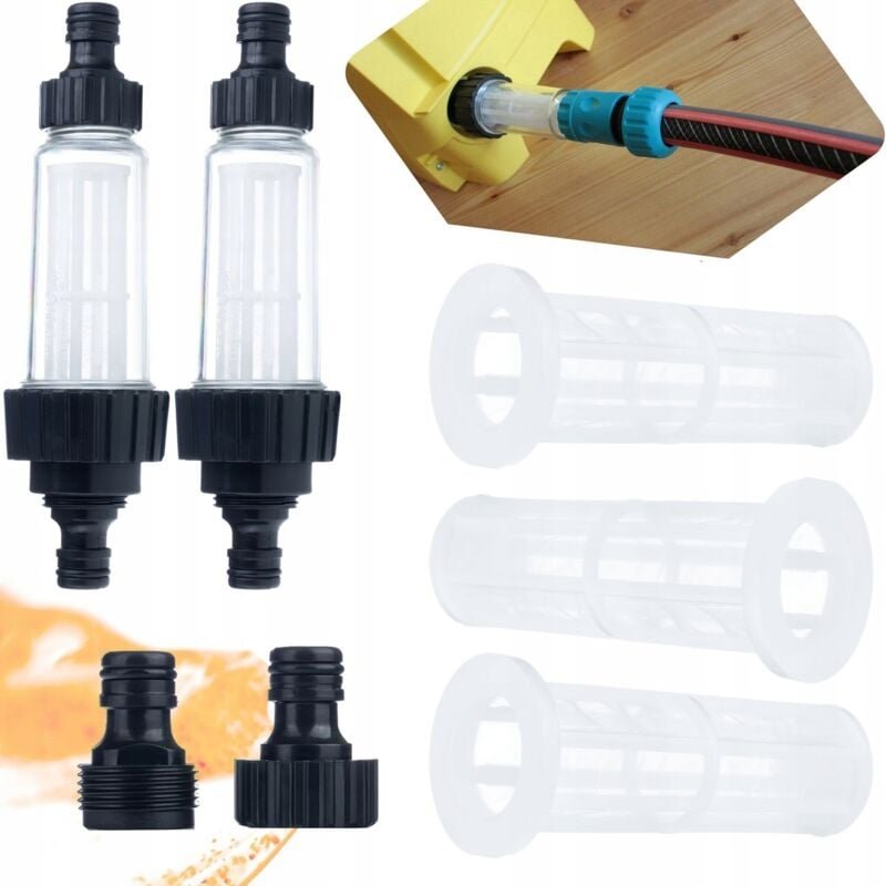 Rosfix Set Wasserfilter für Hochdruckreiniger – 2x mit Behälter + 1x ohne 3/4" Anschluss, 12 bar, 60 °C Ersatzteil für K...