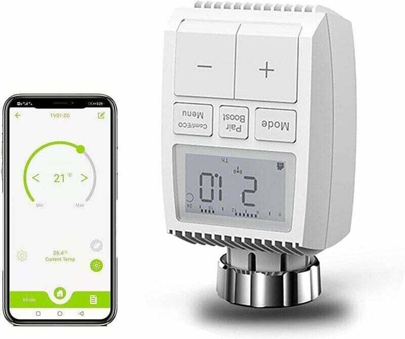 Intelligenter, vernetzter Thermostat-Heizkörperventilkopf, programmierbarer, WLAN-fähiger Heizkörperventilkopf, erweiter...