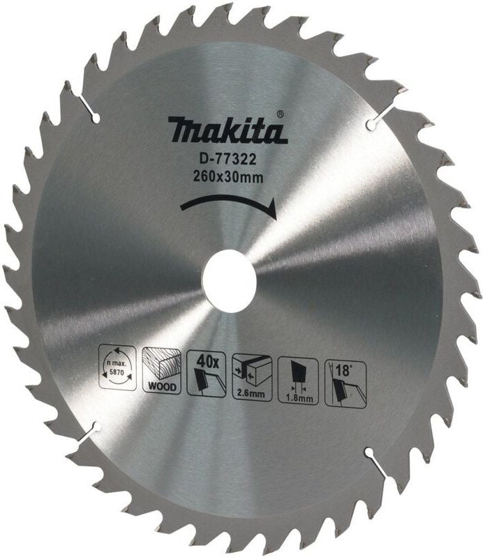 Tct Sägeblatt 260x40Zx30 mm - D-77322 - Makita